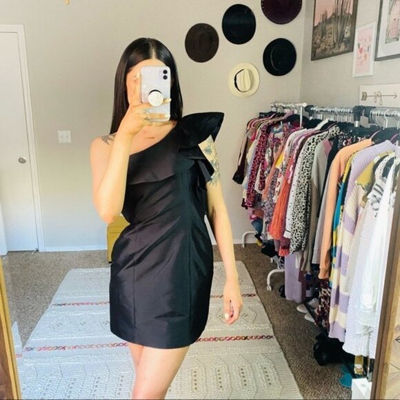 Vintage 90’s Mellisa Sweet Black One Shoulder Mini Dress - Picture 6 of 8